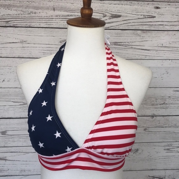 SHORE TRENDZ USA Flag Halter Bikini Top Size Small - Picture 4 of 9